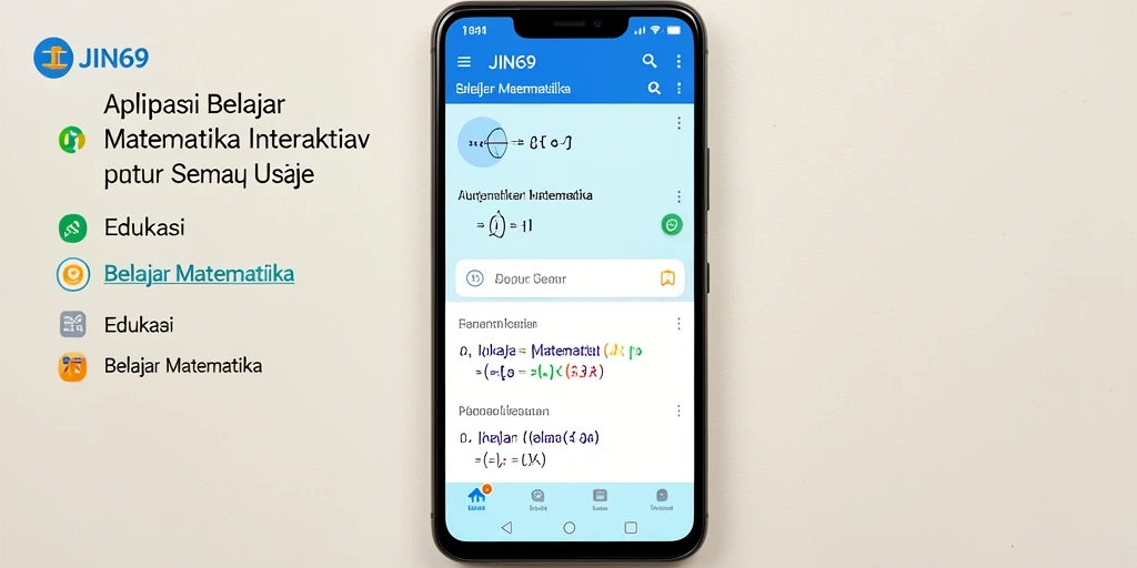 Tampilan antarmuka aplikasi JIN69 untuk belajar matematika yang interaktif.