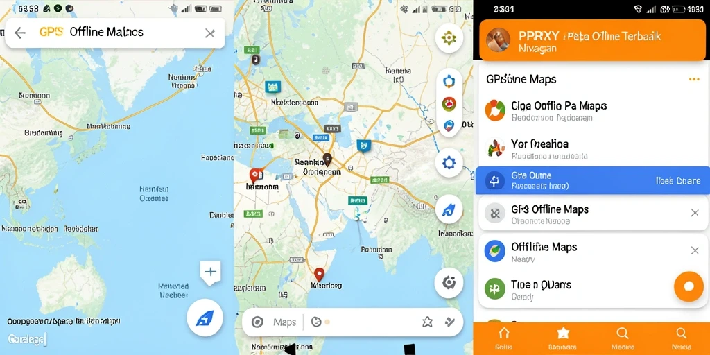 Antarmuka aplikasi PPRRYY dengan fungsi GPS Offline Maps yang intuitif.