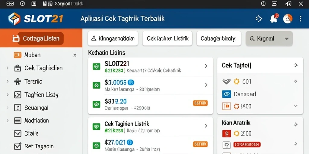 Antarmuka aplikasi SLOT21 untuk Cek Tagihan Listrik.